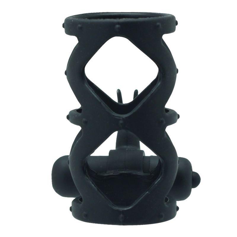 Silikonowy pierścień wibrujący z króliczkiem Toyz4lovers czarny 7,5 cm - obrazek 3
