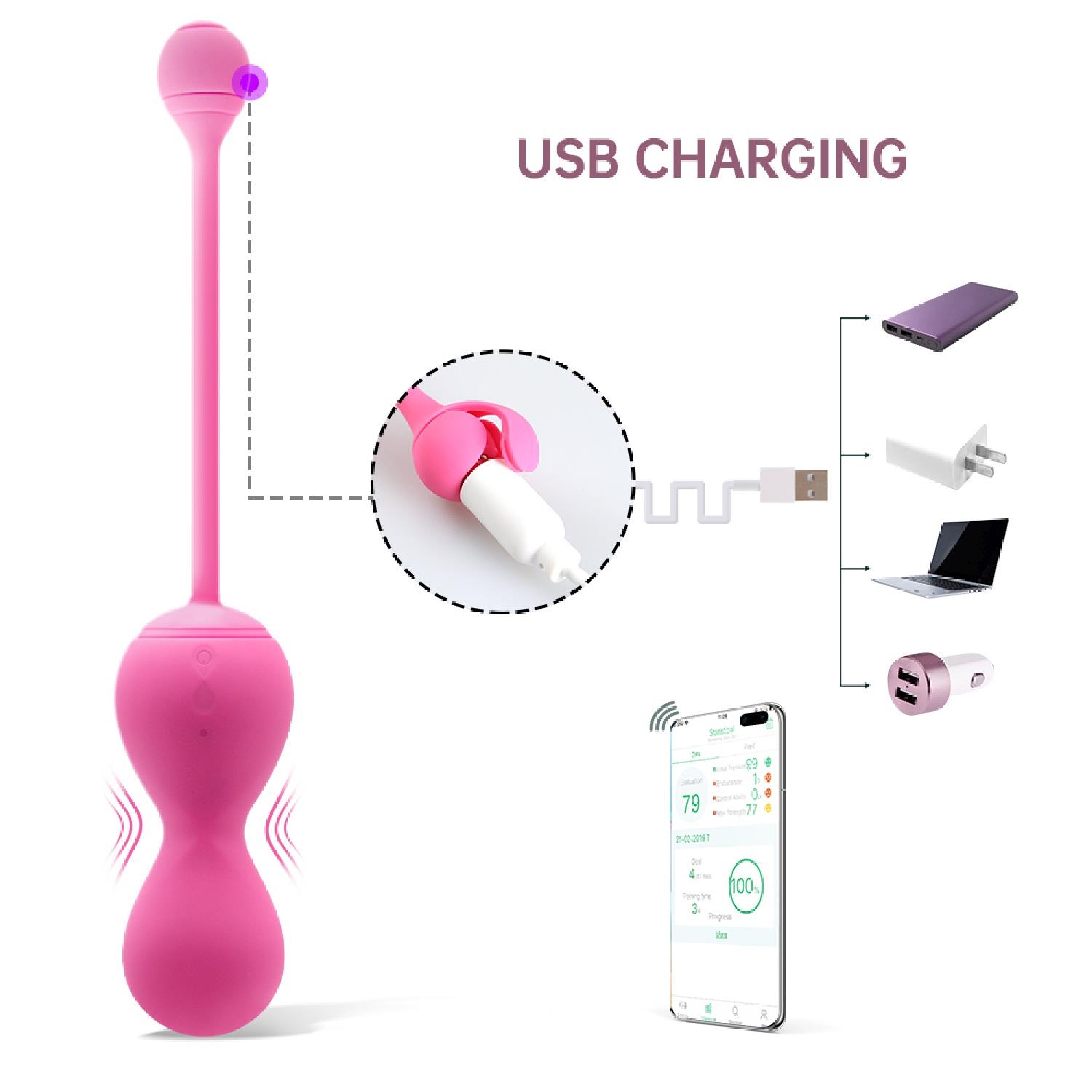 Kulki keglowe Magic Motion Kegel Master różowe z aplikacją - obrazek 8