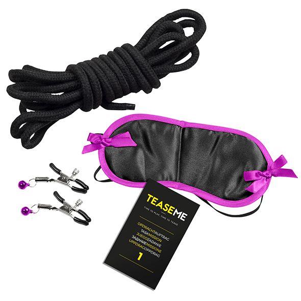 Gra erotyczna TeaseMe z maską bondage i opaskami sutkowymi Tease & Please - obrazek 2