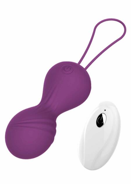 Kulki kegla wibrujące silikonowe z pilotem B Series Magic fioletowe USB