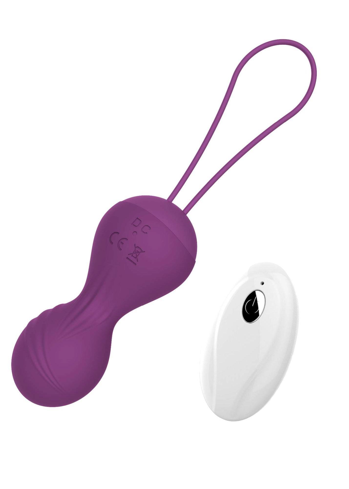 Kulki kegla wibrujące silikonowe z pilotem B Series Magic fioletowe USB - obrazek 5