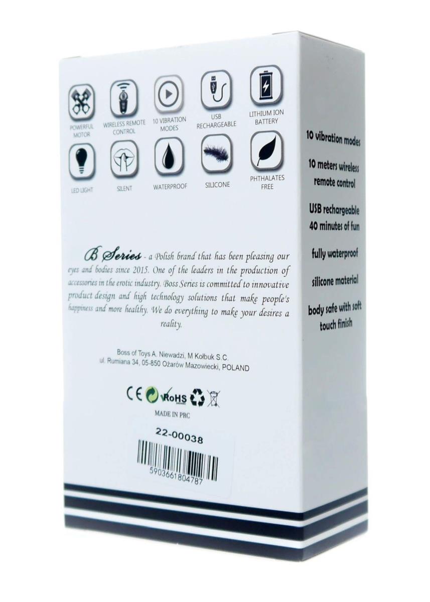 Kulki kegla wibrujące silikonowe z pilotem B Series Magic fioletowe USB - obrazek 8