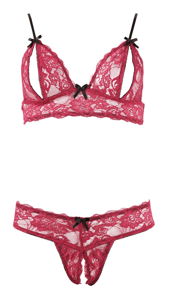 Komplet bielizny Cottelli LINGERIE koronkowy otwarty S - obrazek 7