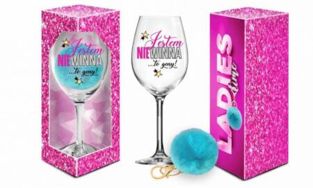Kieliszek do wina Signoria 700ml z pomponem Jestem niewinna