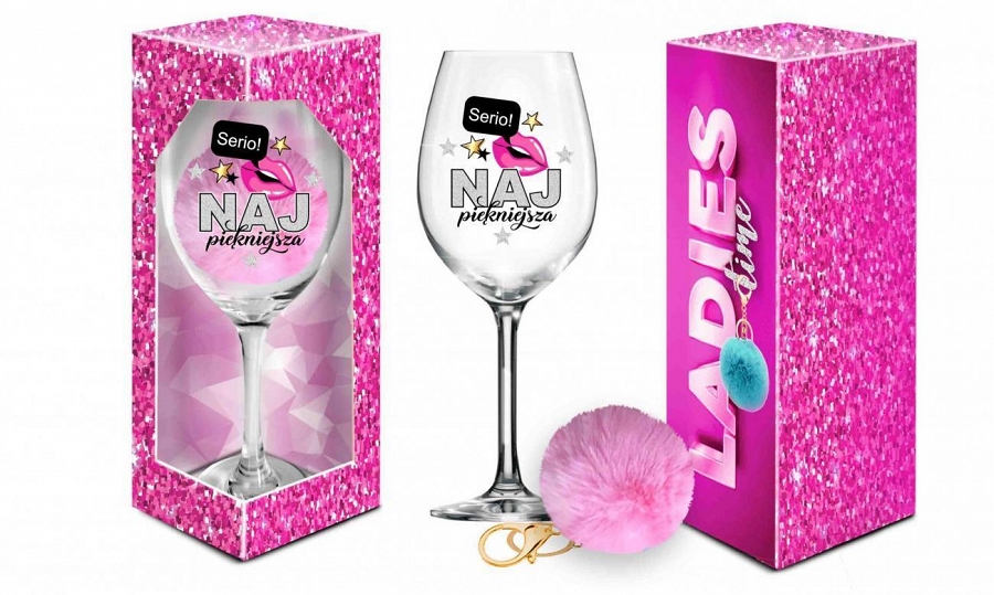 Kieliszek do wina Signoria 700ml Ladies Time z pluszowym pomponem - obrazek 2