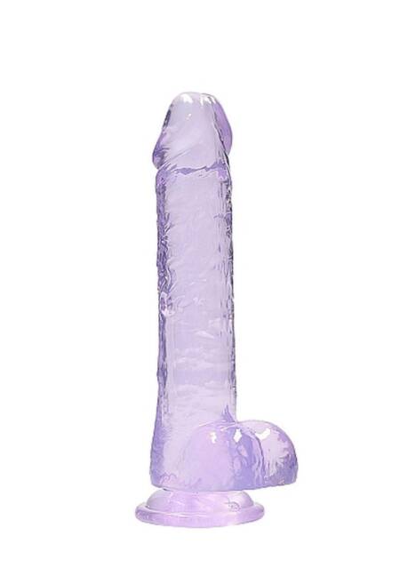Dildo realistyczne z jądrami RealRock fioletowe 20 cm