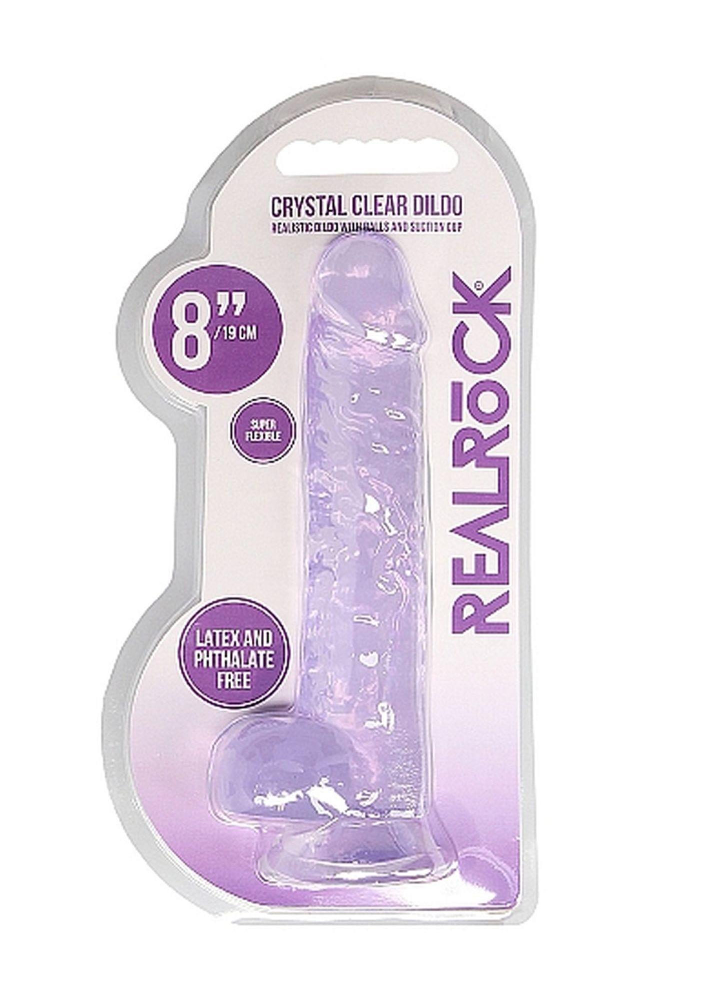 Dildo realistyczne z jądrami RealRock fioletowe 20 cm - obrazek 2