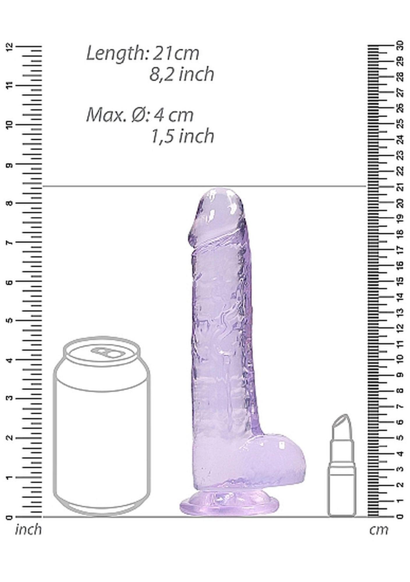 Dildo realistyczne z jądrami RealRock fioletowe 20 cm - obrazek 3