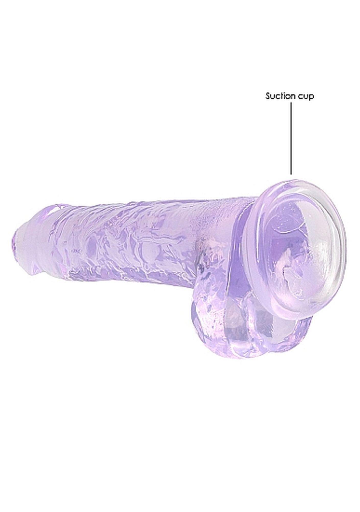Dildo realistyczne z jądrami RealRock fioletowe 20 cm - obrazek 5