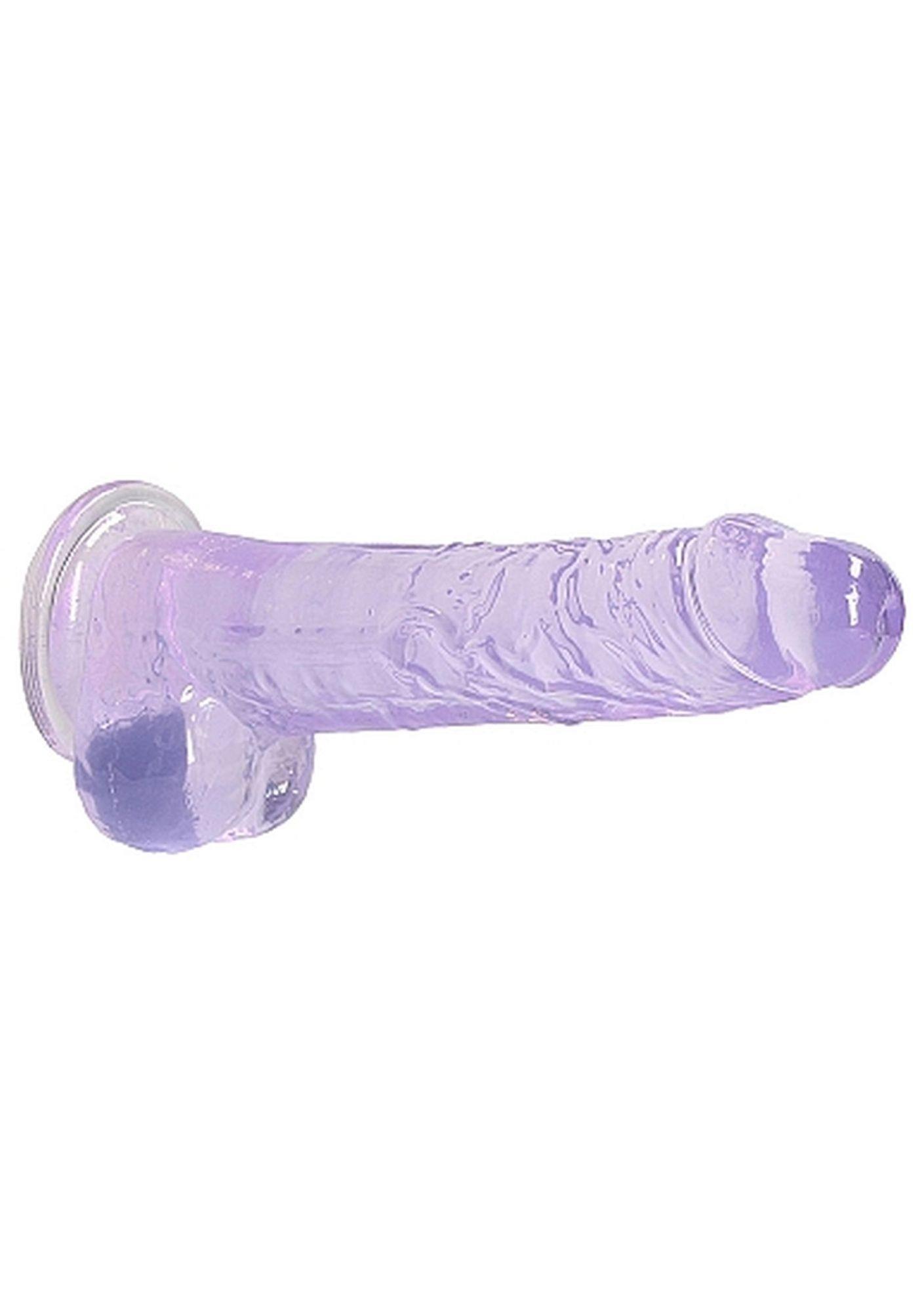 Dildo realistyczne z jądrami RealRock fioletowe 20 cm - obrazek 6