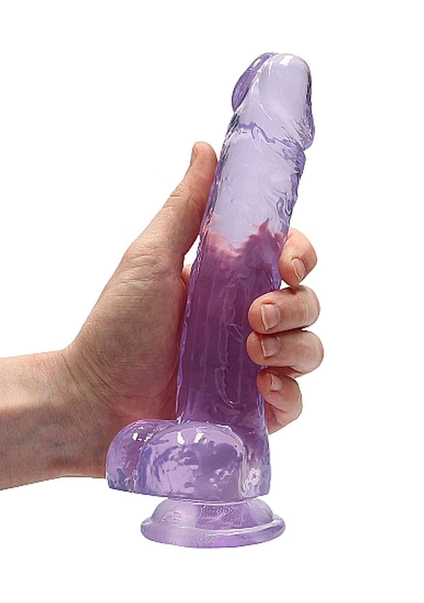Dildo realistyczne z jądrami RealRock fioletowe 20 cm - obrazek 7
