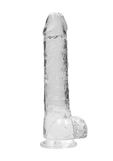 Dildo realistyczne z jądrami RealRock transparentne 23 cm