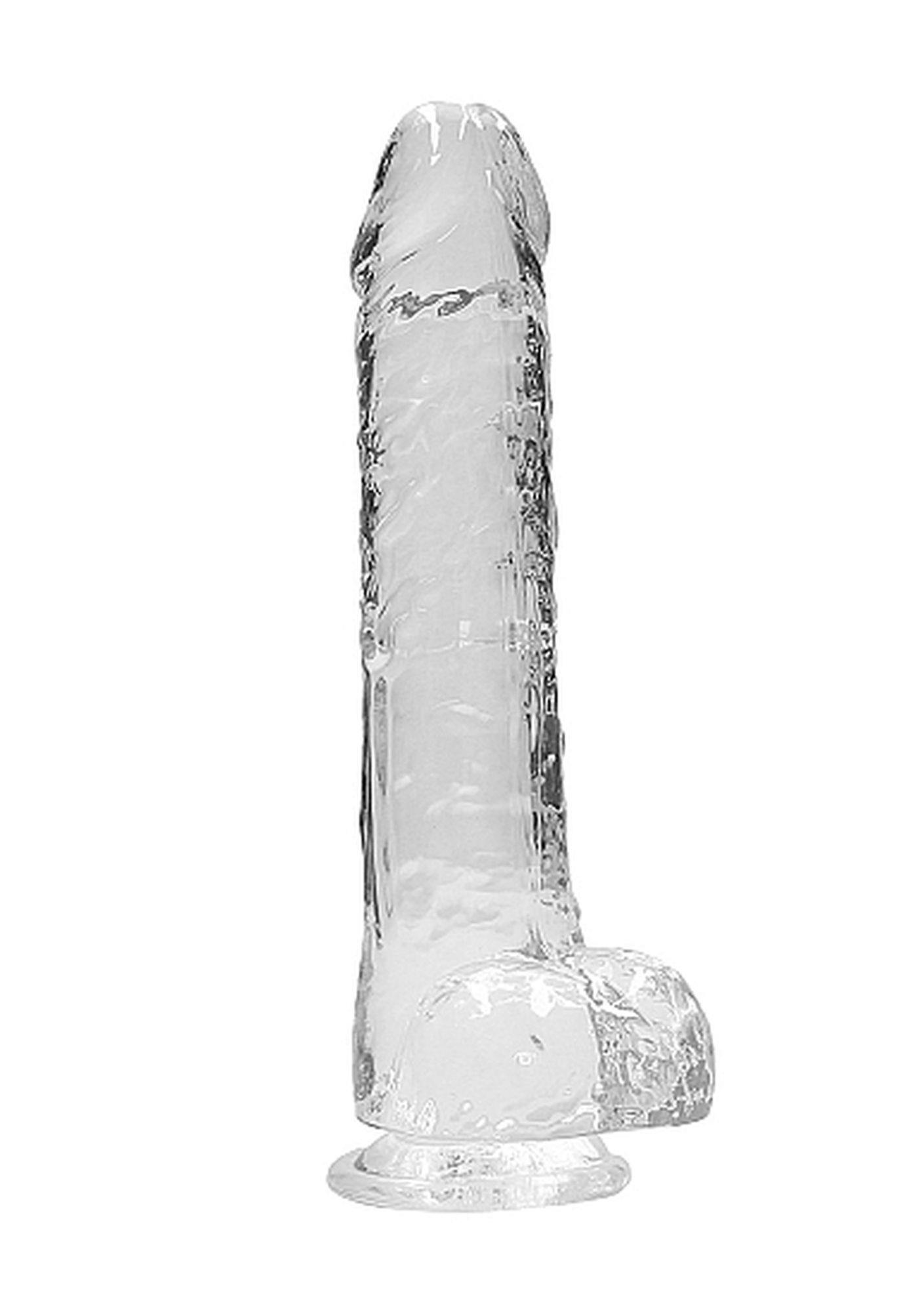 Dildo realistyczne z jądrami RealRock transparentne 23 cm