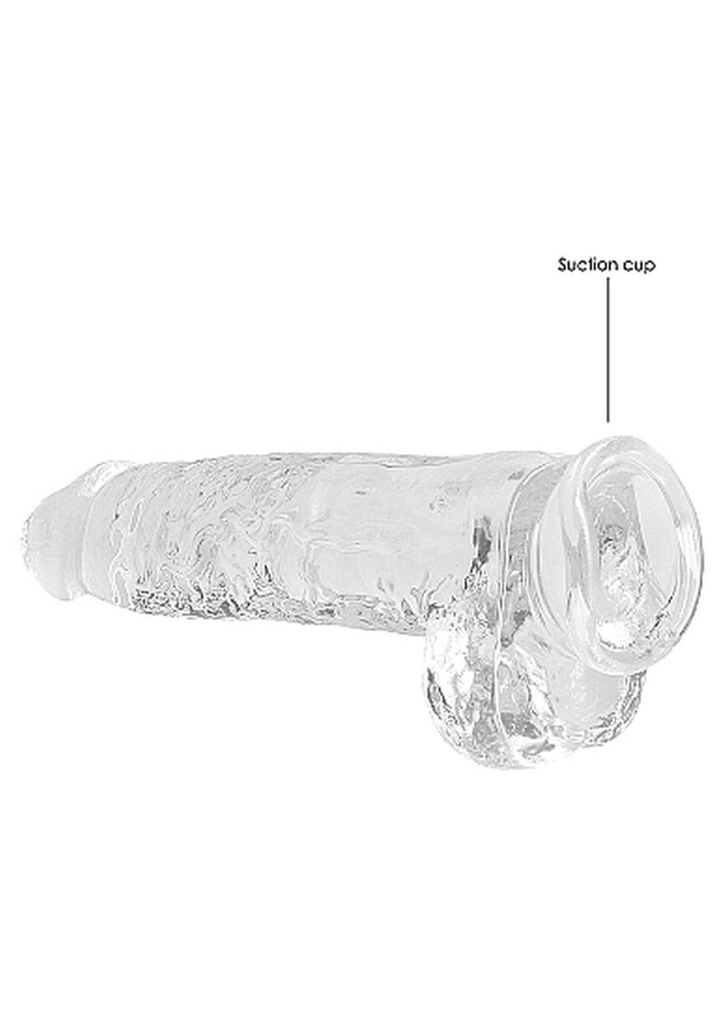 Dildo realistyczne z jądrami RealRock transparentne 23 cm - obrazek 5