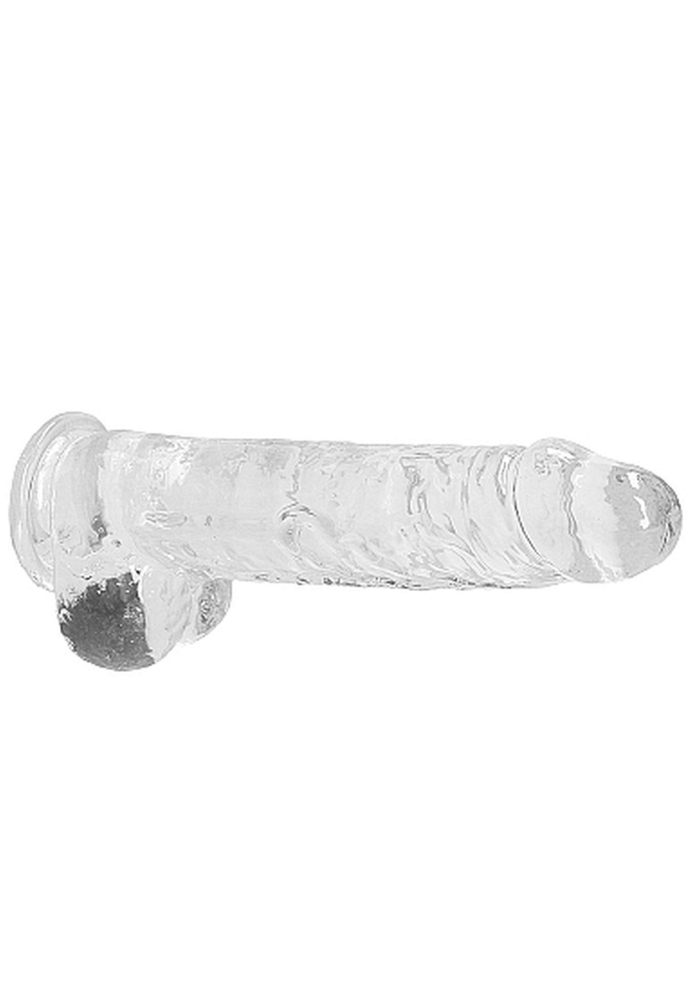 Dildo realistyczne z jądrami RealRock transparentne 23 cm - obrazek 6