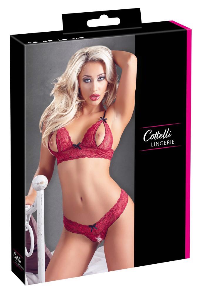 Komplet bielizny Cottelli LINGERIE koronkowy otwarty S - obrazek 2