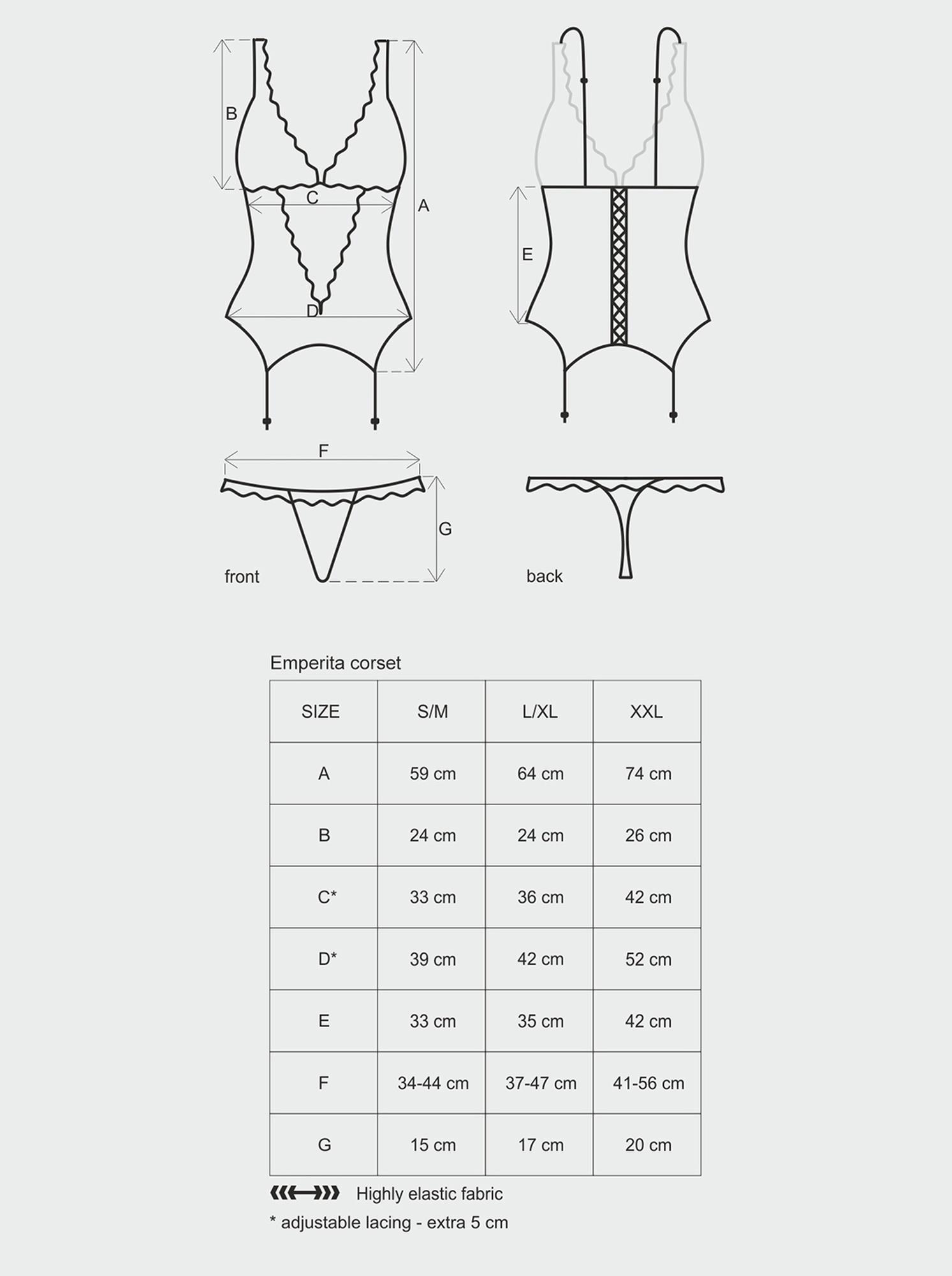 Gorset z pasami i stringi Emperita Obsessive S/M - obrazek 3