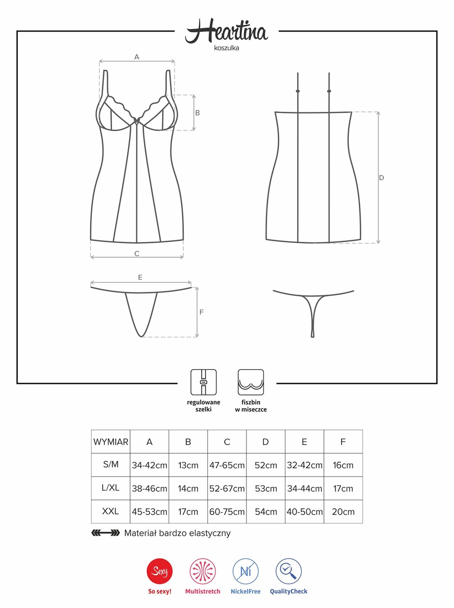 Koronkowa koszulka Heartina z stringami Obsessive czerwona S/M - obrazek 3