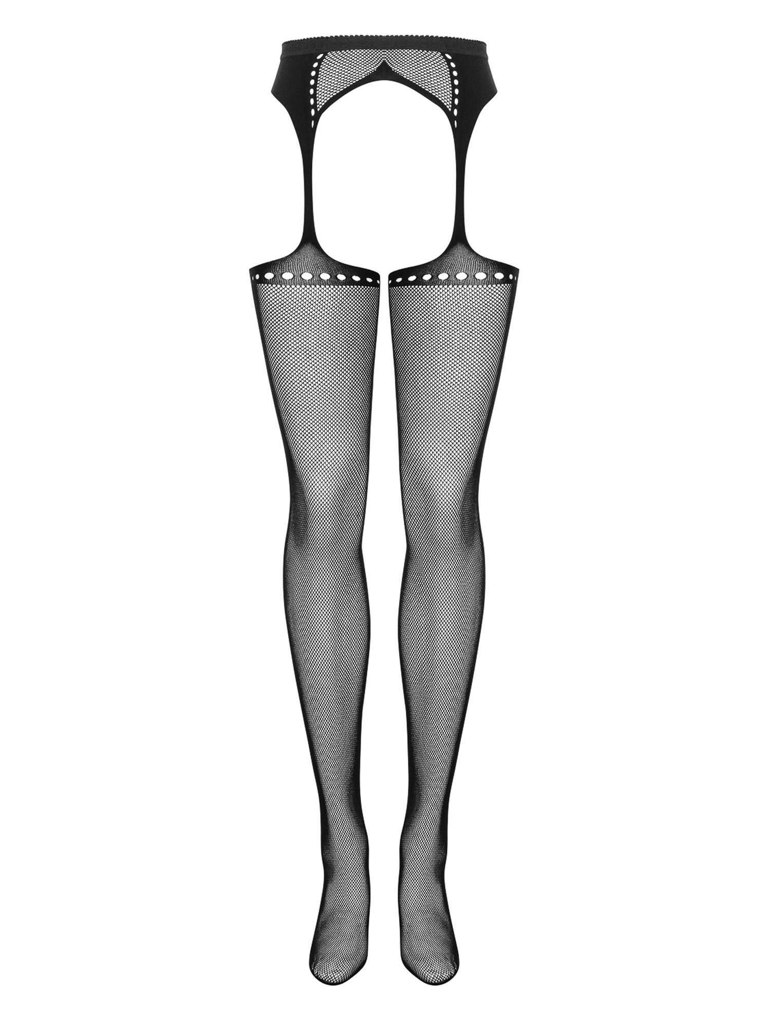 Pończochy garterowe siateczkowe Obsessive S314 czarne S/M/L - obrazek 4