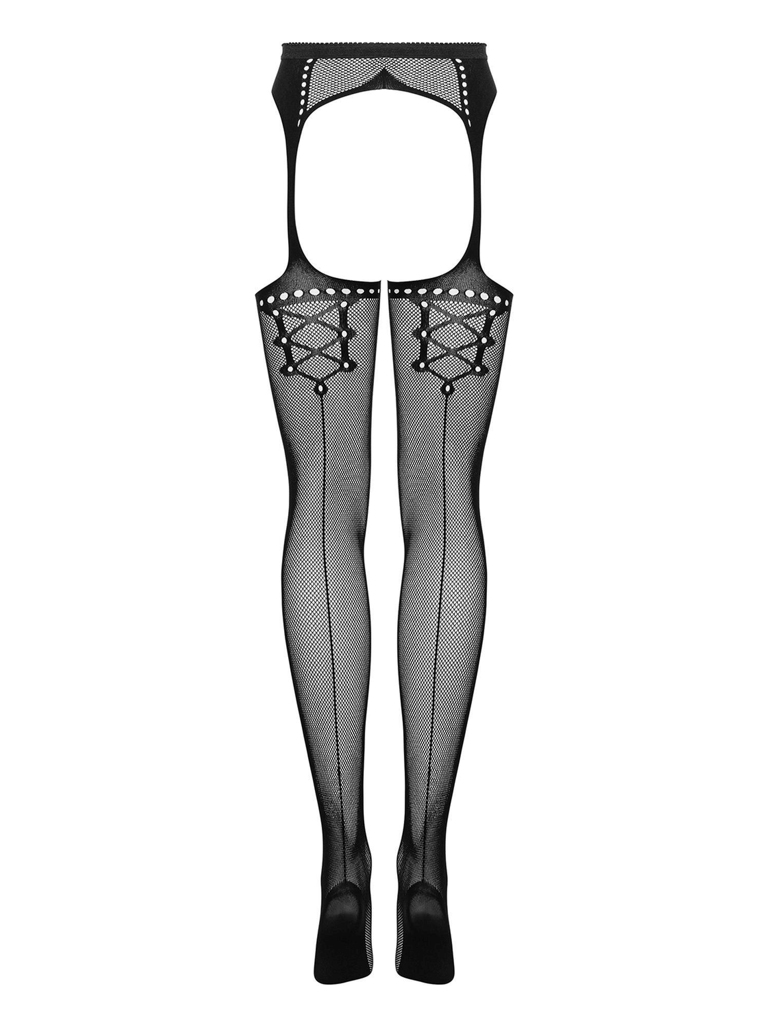 Pończochy garterowe siateczkowe Obsessive S314 czarne S/M/L - obrazek 5