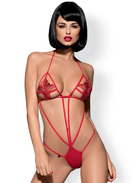 Body Luiza Obsessive czerwone S/M z sznurków