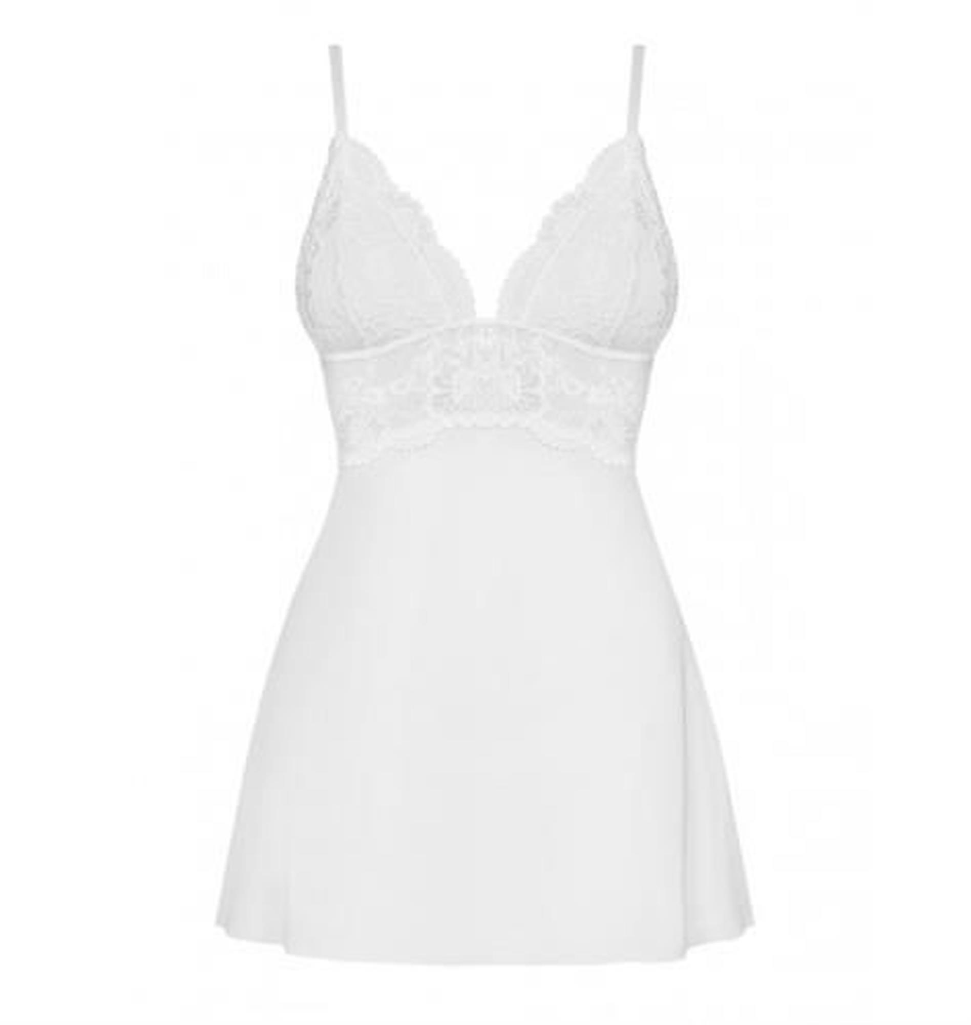 Babydoll koronkowy z stringami Obsessive biały L/XL - obrazek 6