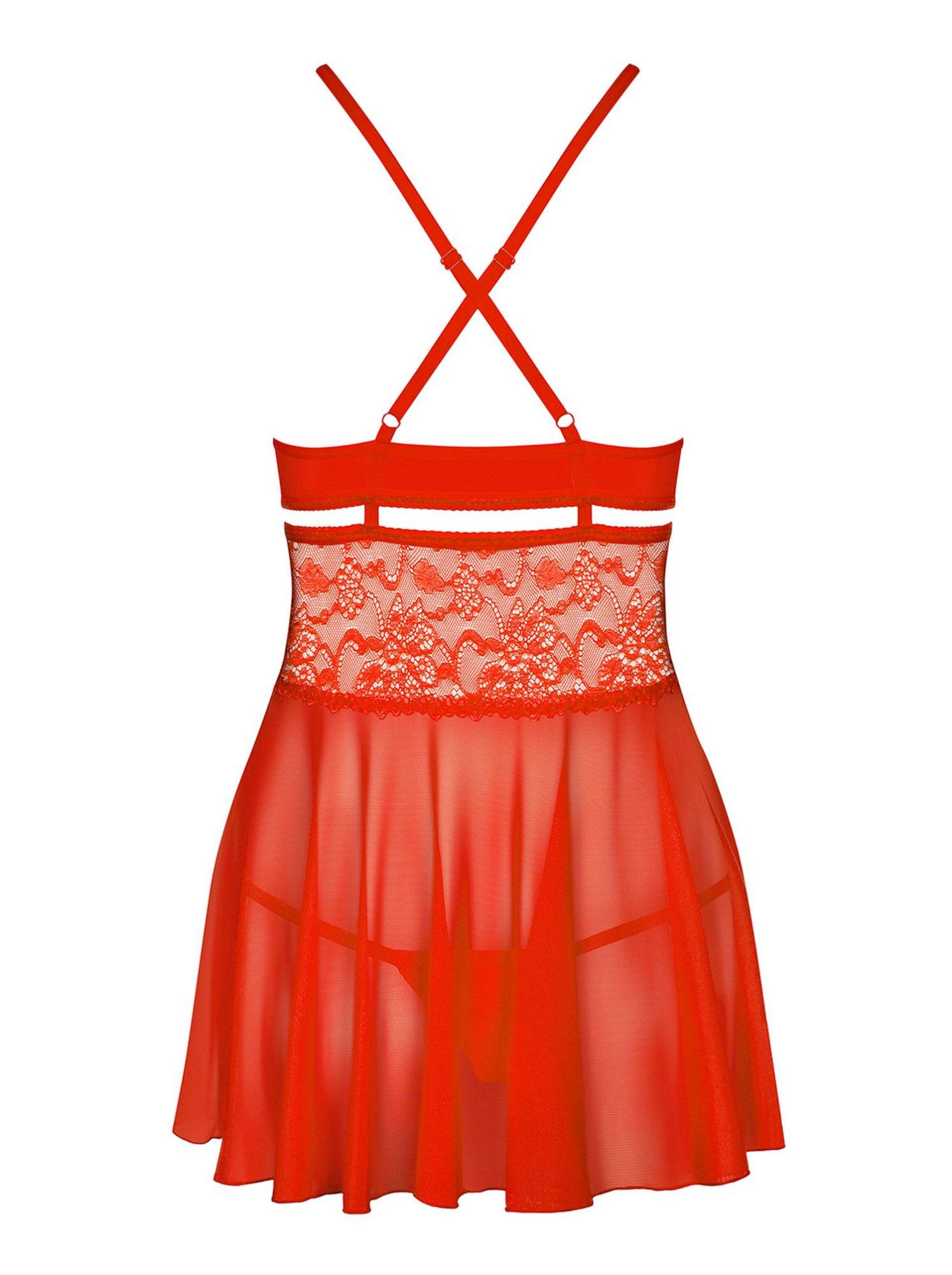 Babydoll Obsessive czerwony z stringami S/M - obrazek 2