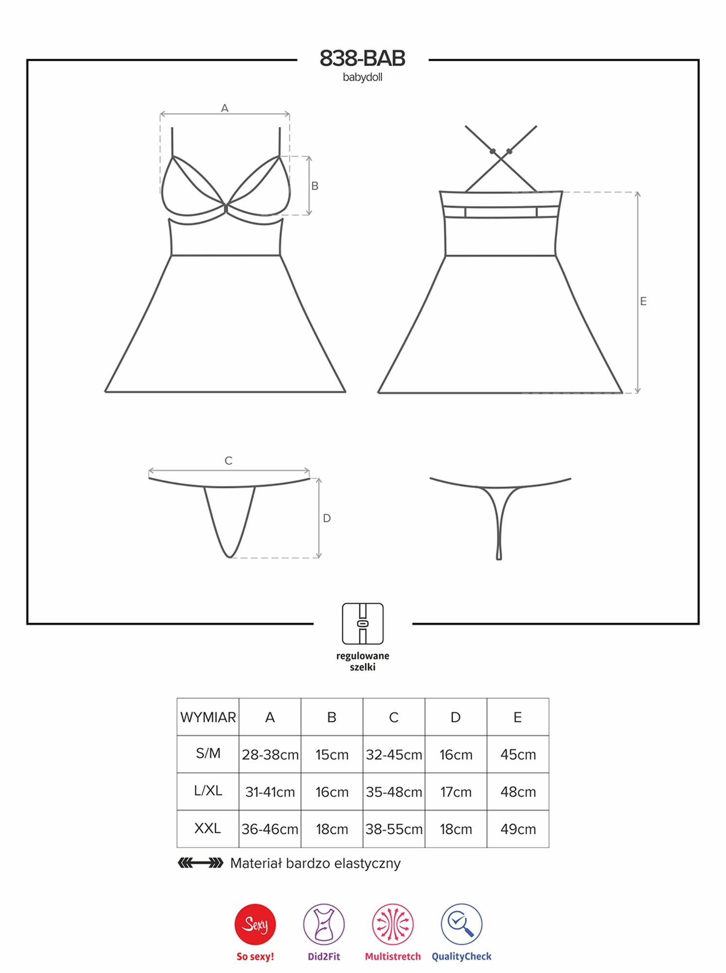 Babydoll Obsessive czerwony z stringami S/M - obrazek 3