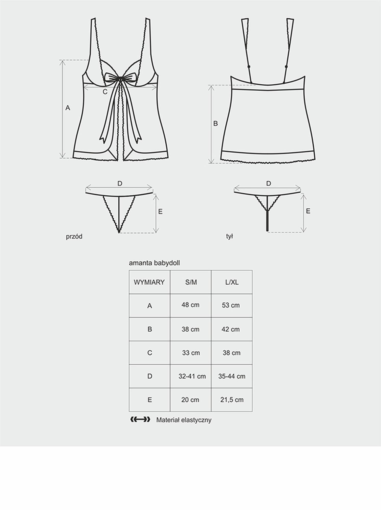 Babydoll z stringami Amanta Obsessive turkusowy S/M - obrazek 2
