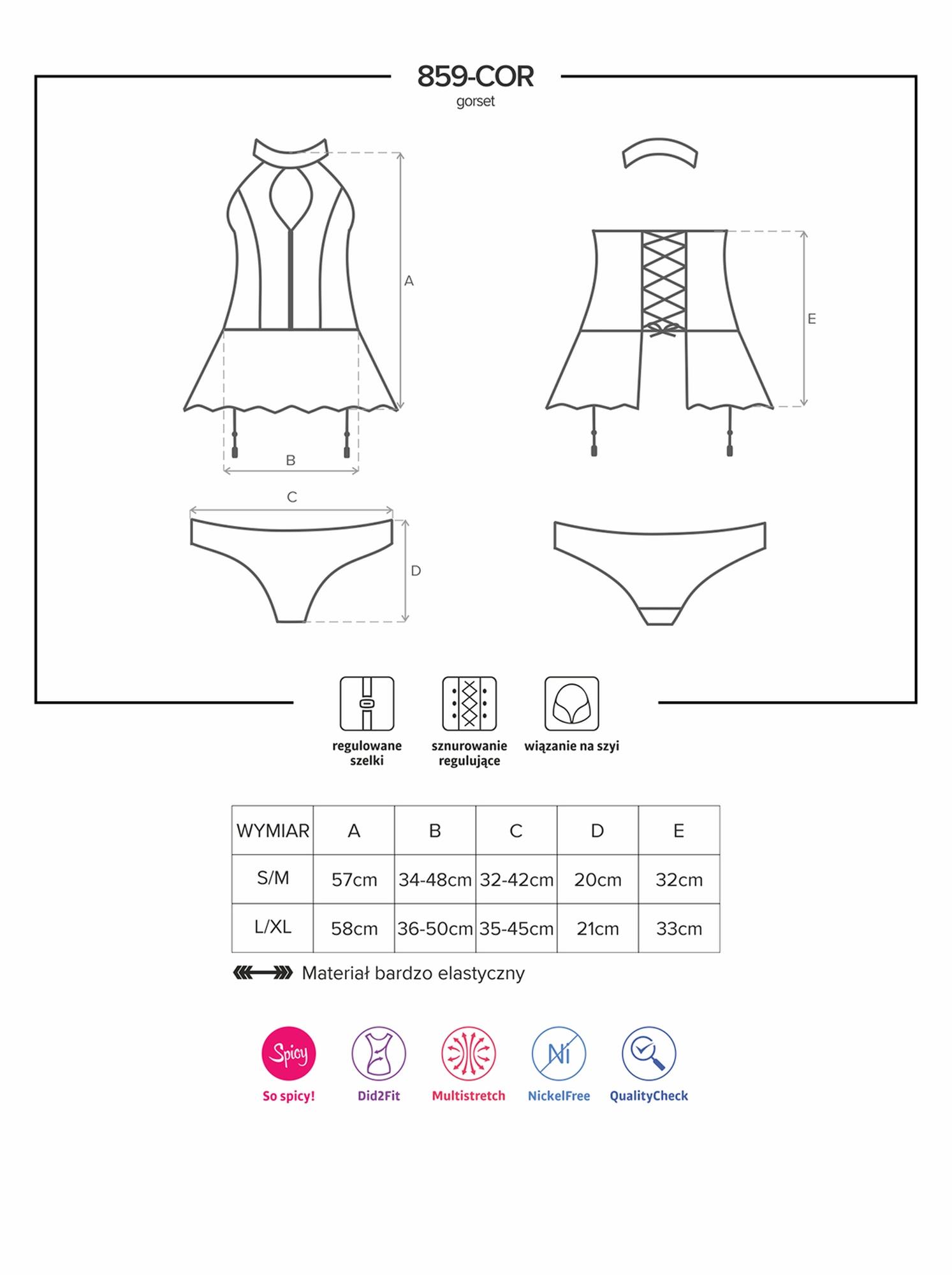 Gorset wet look Obsessive z figami L/XL - obrazek 7