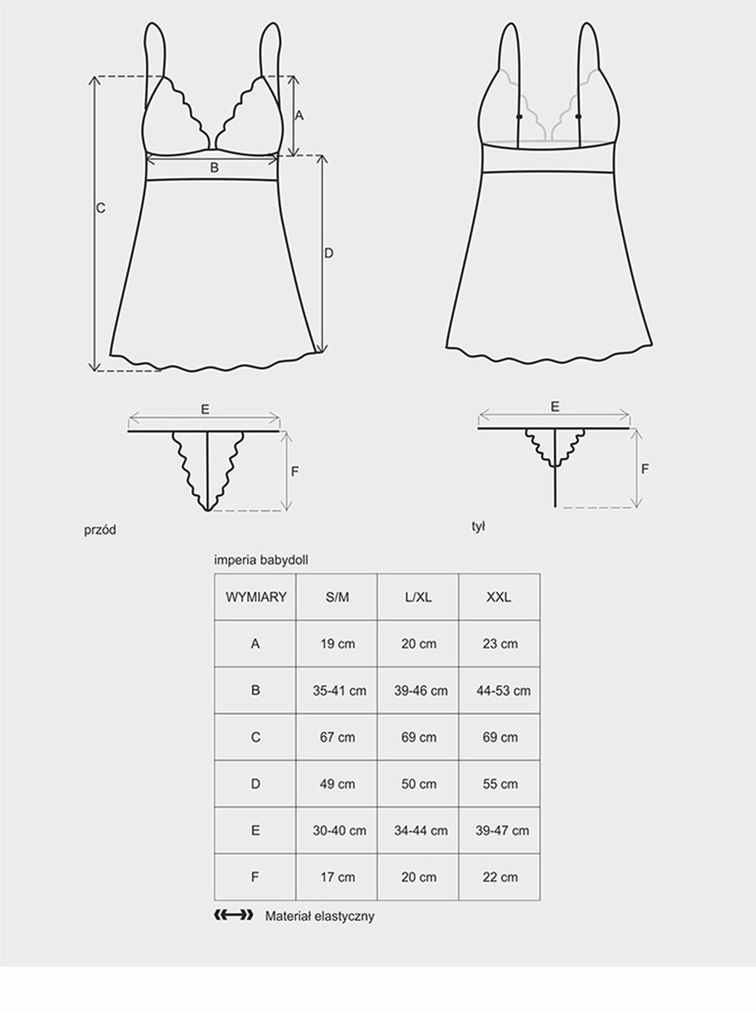 Babydoll Obsessive Imperia z stringami S/M - obrazek 2
