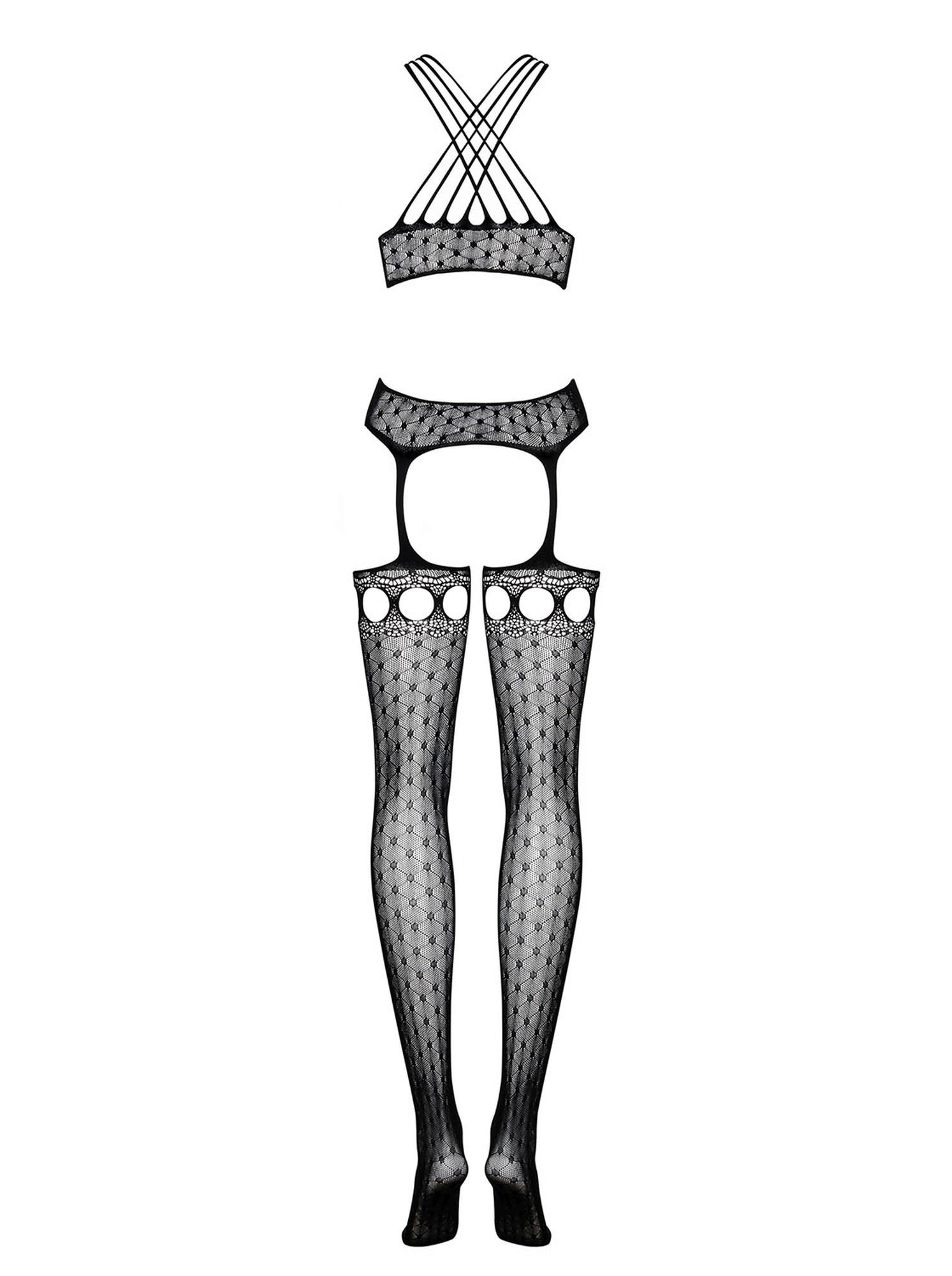 Bodystocking geometryczny Obsessive G313 SML - obrazek 3