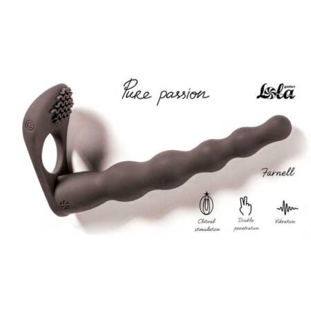 Strap on silikonowy wibrujący Farnell czarny 17 cm