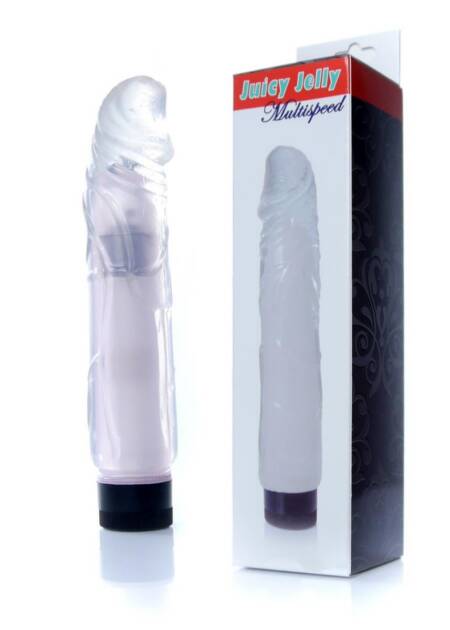 Wibrator żelowy Juicy Jelly regulowany przezroczysty 22 cm