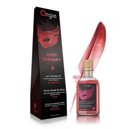 Zestaw do masażu warg truskawkowy Orgie 100 ml