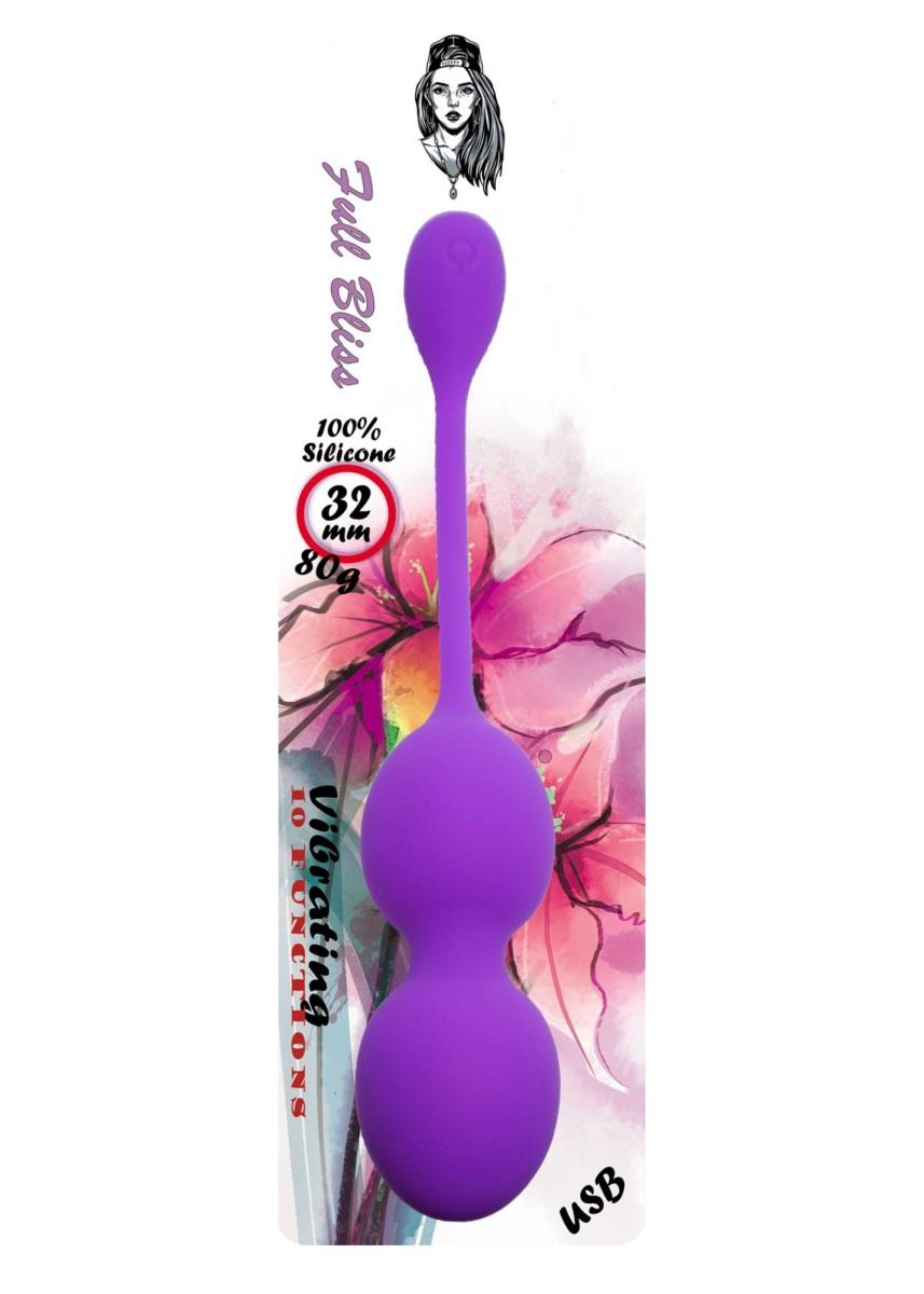 Kulki Kegla wibrujące silikonowe B Series fioletowe USB 10 funkcji 32 mm - obrazek 3