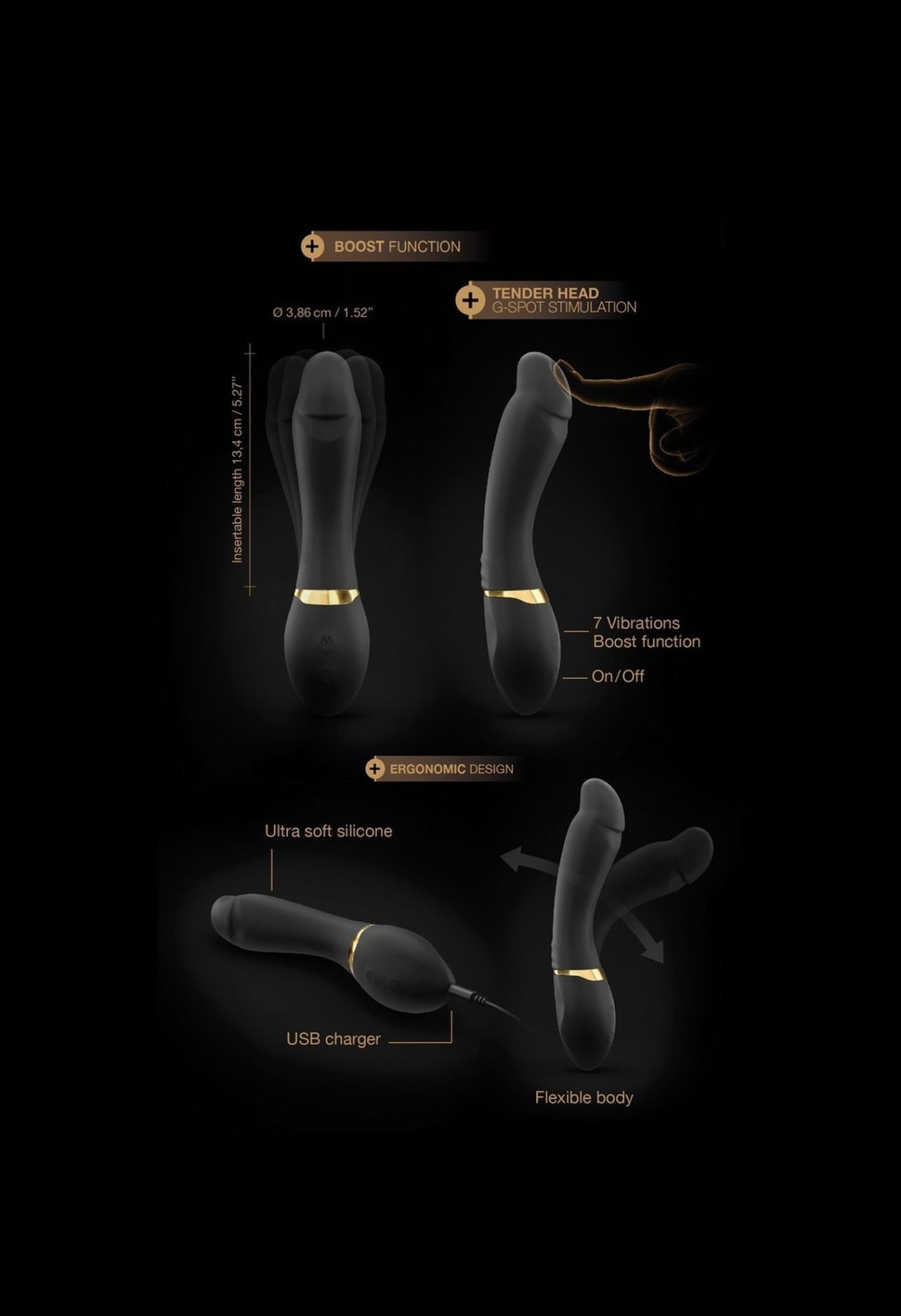 Wibrator punktu G Tender Spot Dorcel czarny 20 cm USB - obrazek 7