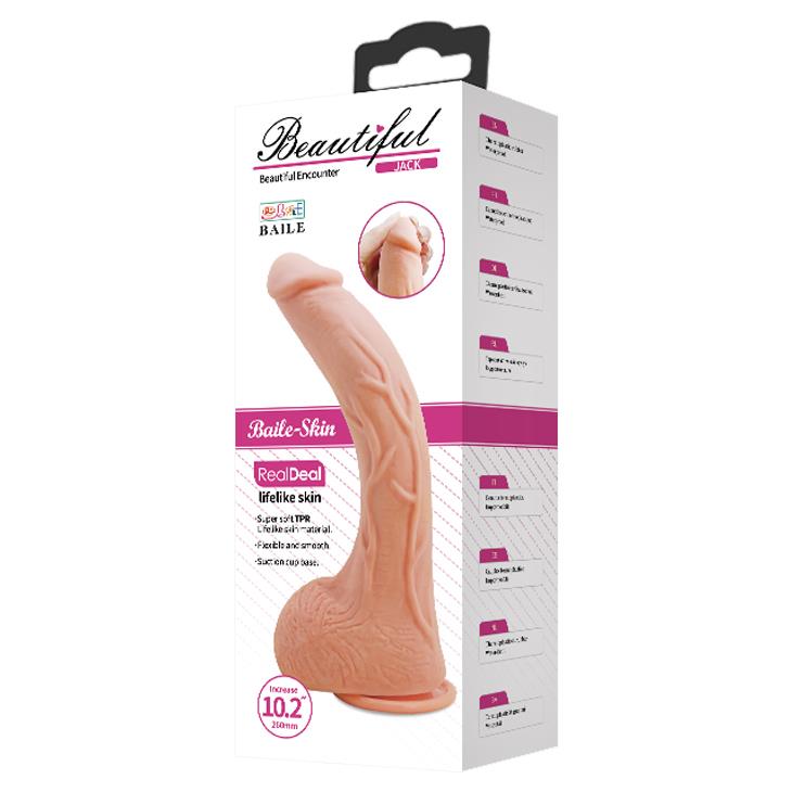 Dildo realistyczne ssące zakrzywione Baile Beautiful Jack cieliste 26 cm - obrazek 3