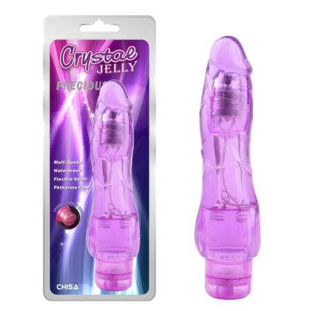 Wibrator żelowy realistyczny CrystalJELLY Precious fioletowy